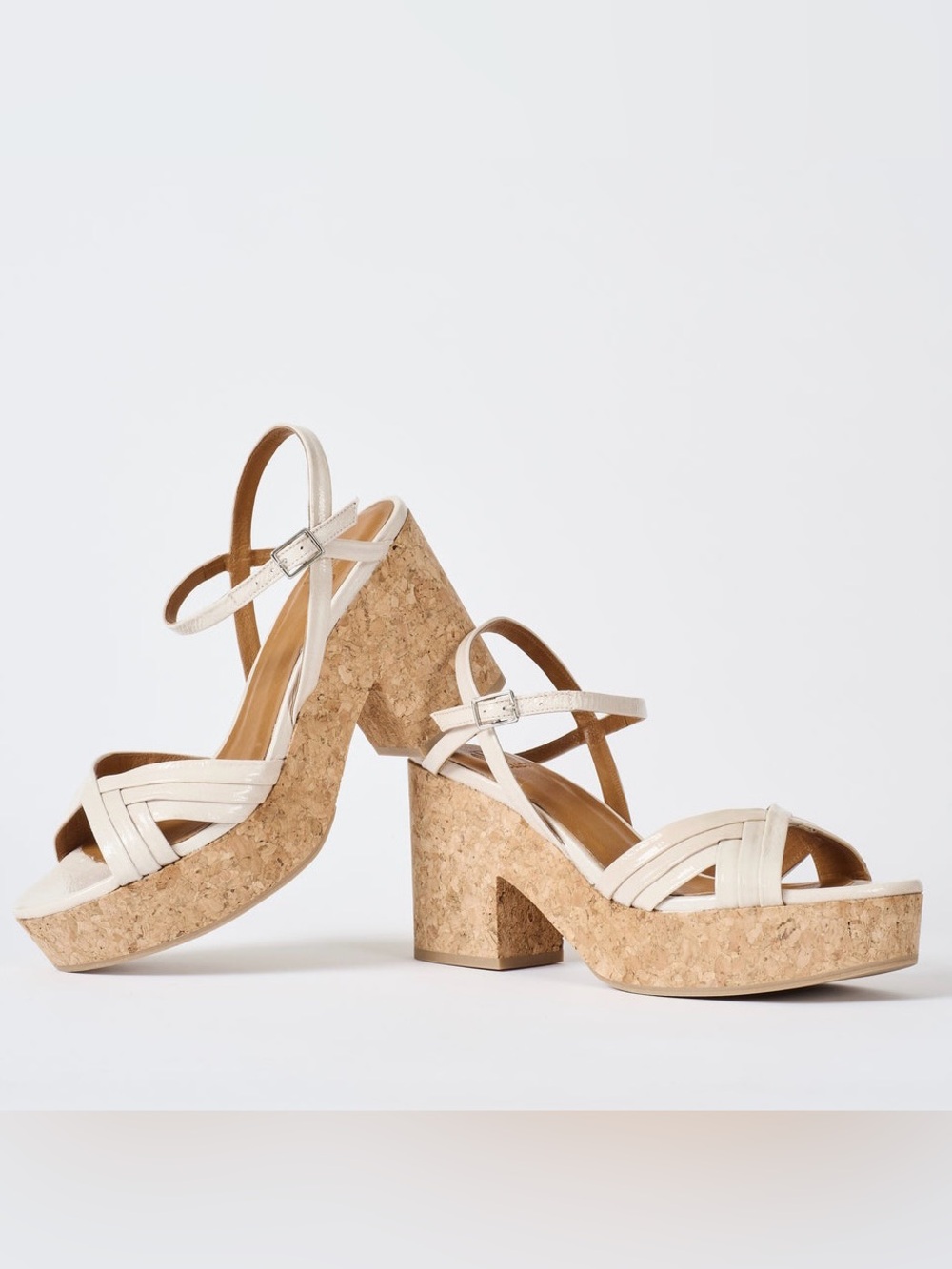 Coclico Bee Savanna Latte Leather Cork Platform Wedge Sandal 38 8 Anthropologie